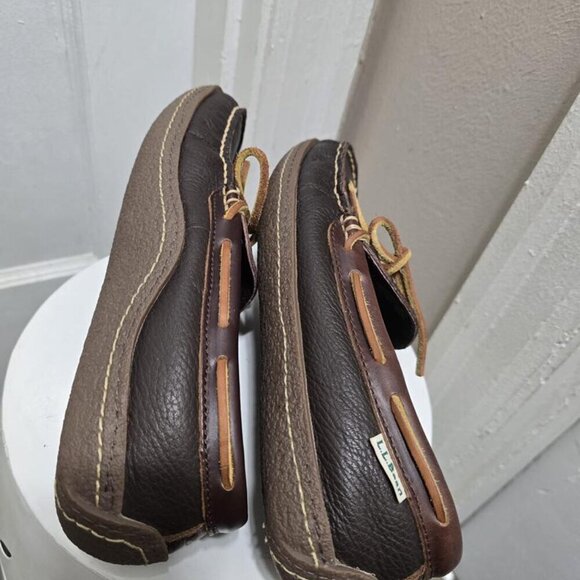 🌴LL Bean Mens Brown Handsewn Leather Moccasin Loafers Size 7✌️ - Picture 4 of 7